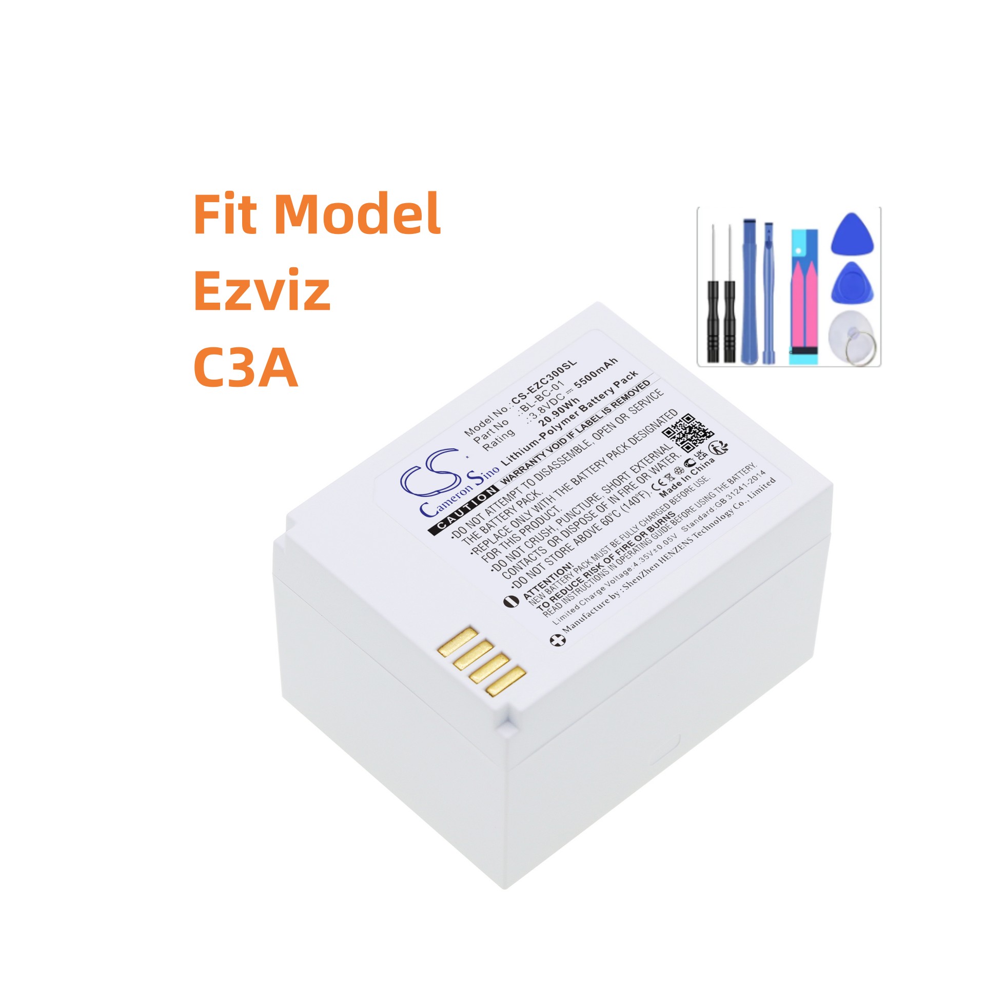 Home Security Battery Replacement - Ezviz용 교체 배터리:BL-BC-01,C3A,홈 보안 카메라-5500mAh /