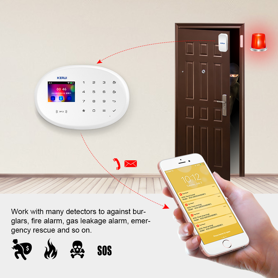 KERUI W202 경보 시스템 WIFI GSM 경보  - Home Security Front Door Camera 리뷰 및 가격