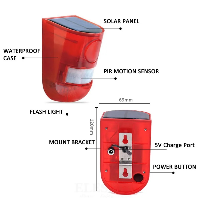 방수 태양광 경보등 적외선 모션 감지 사이렌 스트로브  - Sim Gsm Alarm 리뷰 및 가격